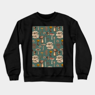 Wild Mushrooms  on pine green Crewneck Sweatshirt